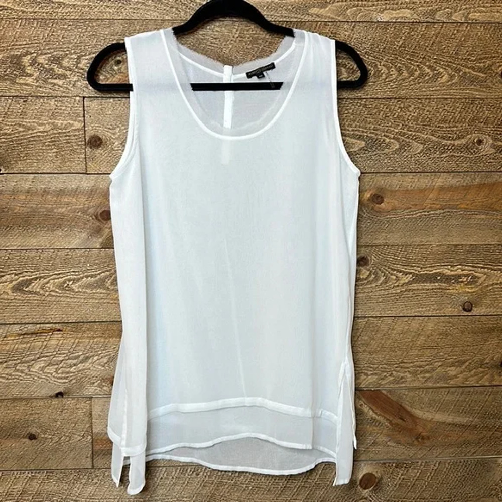 Alberto Makali Layered Tank Top Ivory Scoop Neck Sleeveless Size XS